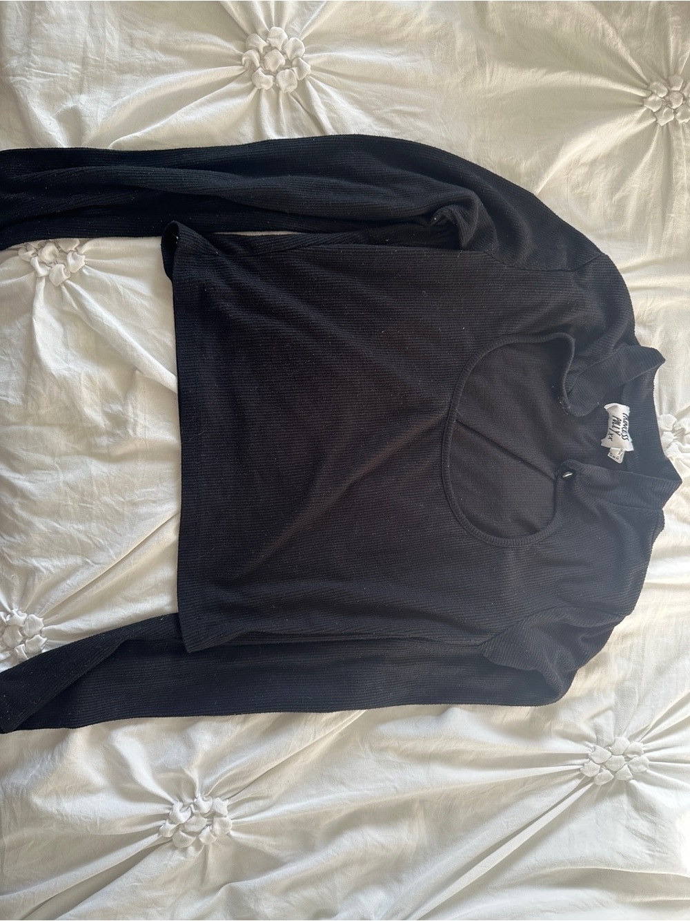 Princess Polly Black Ribbed Crewneck Sweater